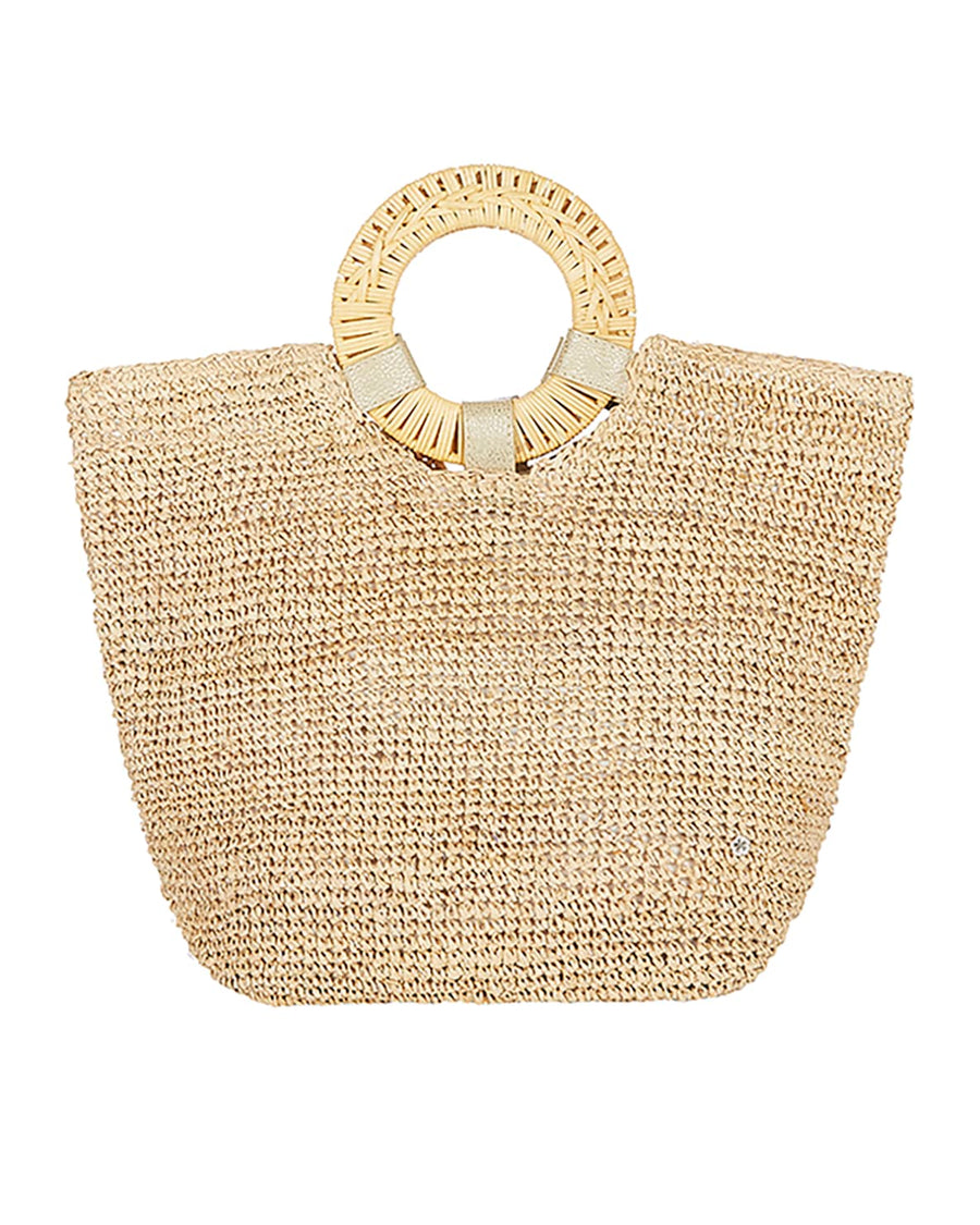 Gili Crochet Raffia Tote Bag With Bamboo Handle