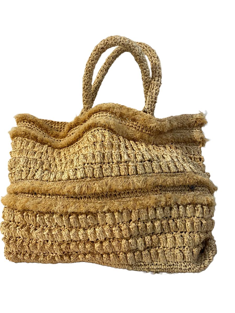 Gold Coast Natural Raffia Crochet Beach Tote Bag