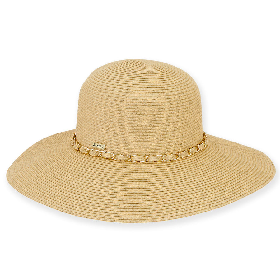 Natural Gold Chain Paper Braided Beach Hat