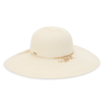 Floppy Ivory Shell Paper Braided Beach Hat