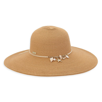 Floppy Tan Shell Paper Braided Beach Hat