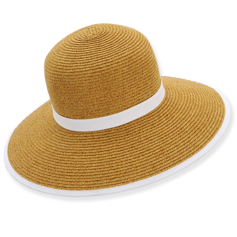 White Ribbon Trim Paper Braid Beach Hat